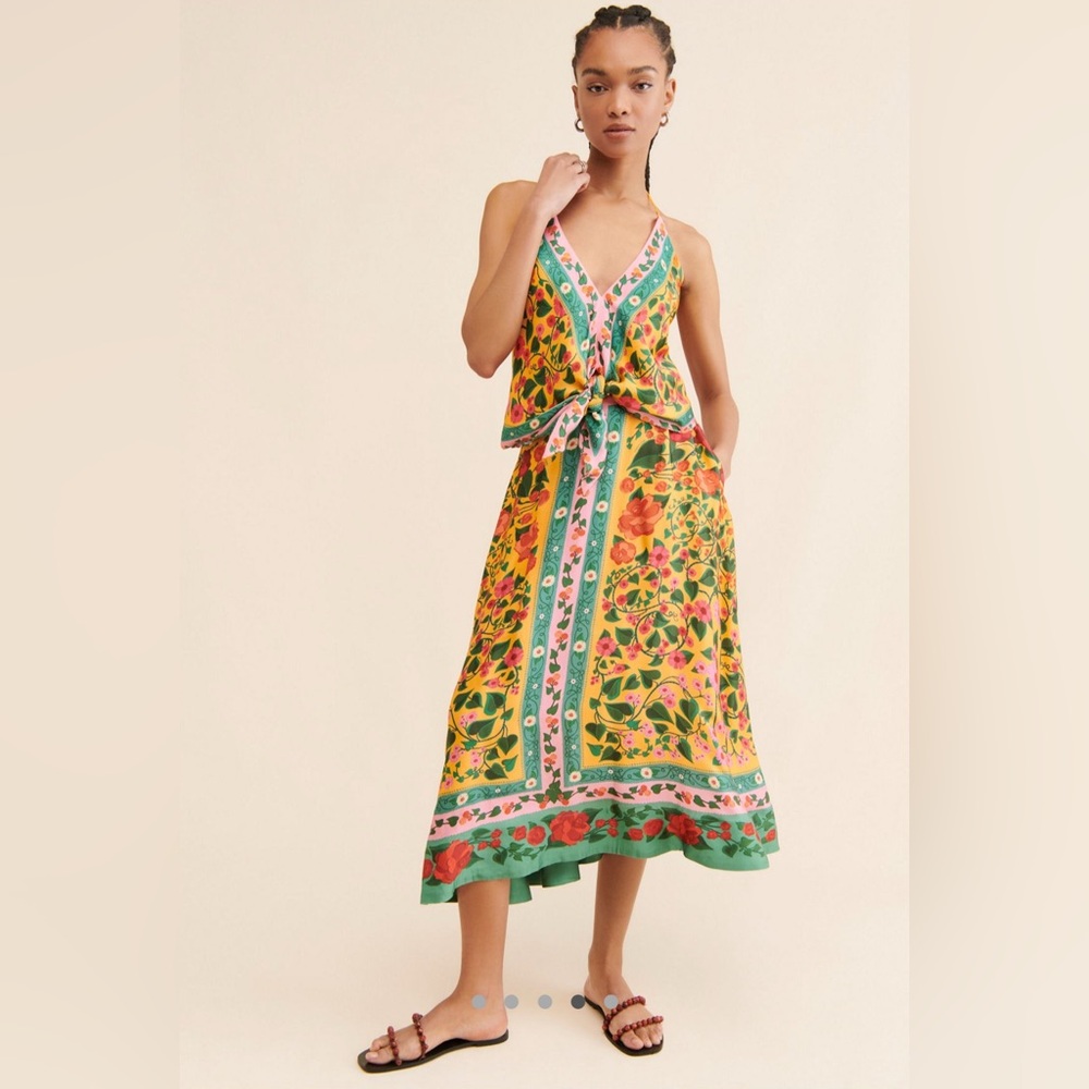 Anthropologie X Farm Rio Heart Ivy Scarf Top - Picture 4 of 8